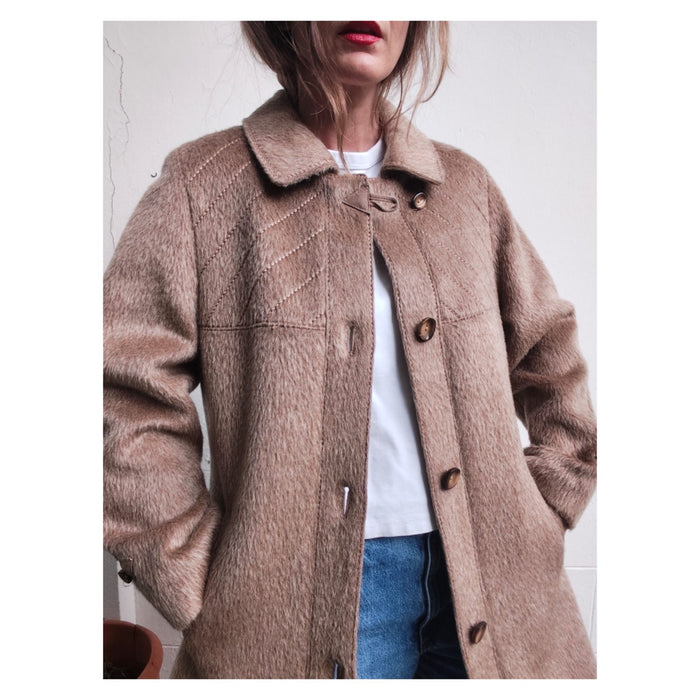 Manteau long en laine de lama