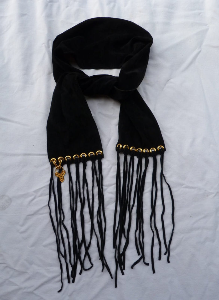Rare Ceinture Écharpe Vintage 70 YVES SAINT LAURENT cuir Noir T75/S