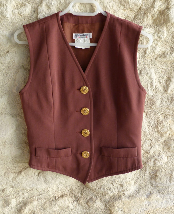 Gilet de tailleur sans manches vintage YSL Rive Gauche (1978-1983) taille 34/36
