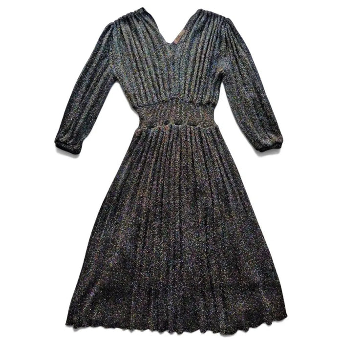 robe midi vintage 70s plissée lurex lainage – Tricot Maria Majorque 36/38