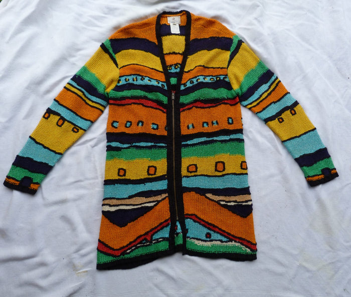 Rare gilet long vintage 1989 soie sonia rykiel style tricot main 38/40