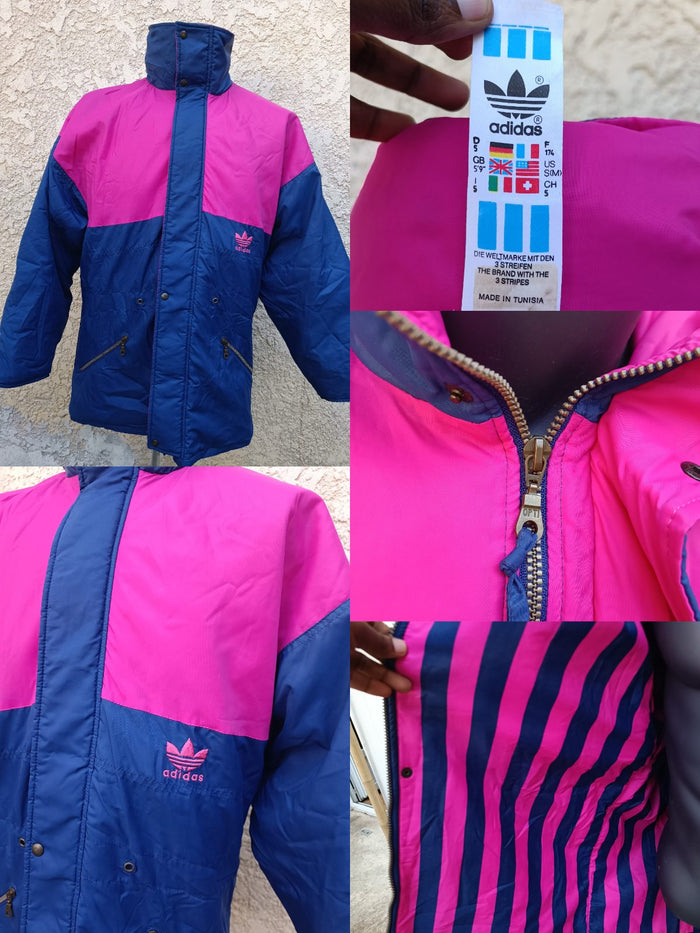 Doudoune vintage Adidas Originals années 80-90 Rose fushia/Bleu marine taille L