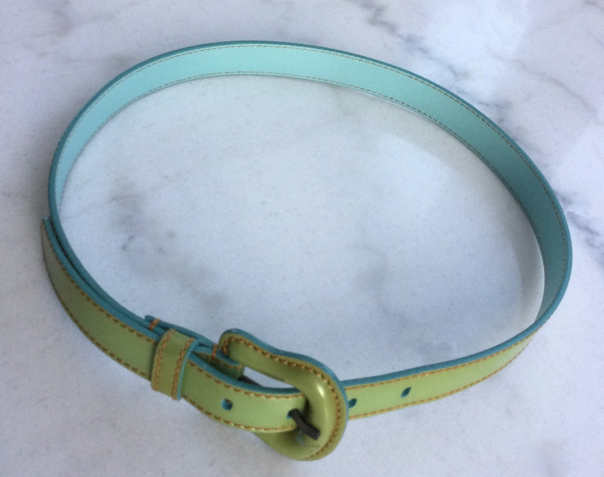 Ceinture en cuir vert/turquoise