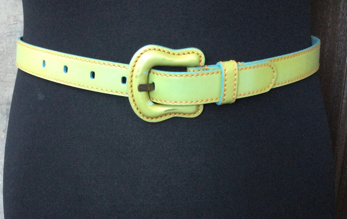 Ceinture en cuir vert/turquoise