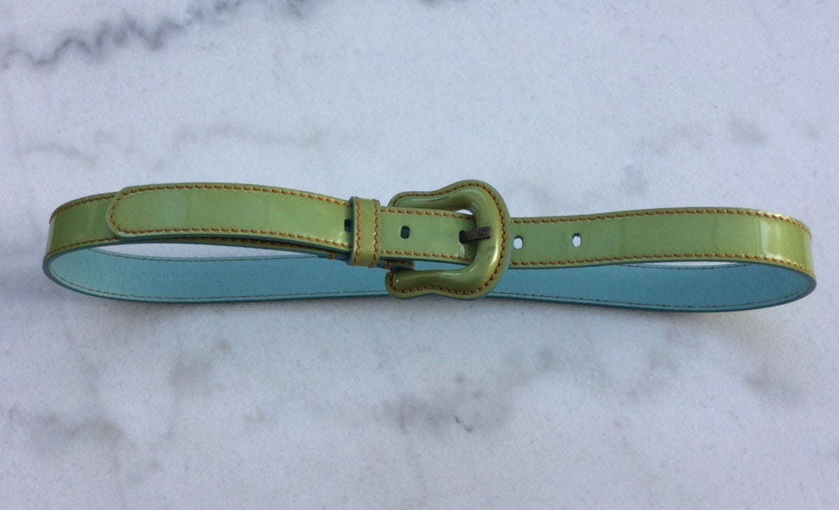 Ceinture en cuir vert/turquoise