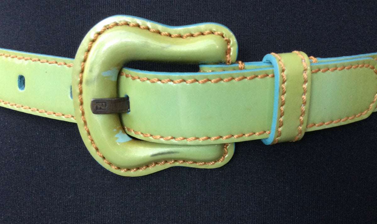 Ceinture en cuir vert/turquoise