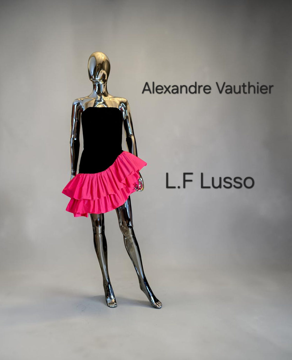 Alexandre Vauthier - Robe courte bustier velours & jupe Frou-frou rose T38 neuve