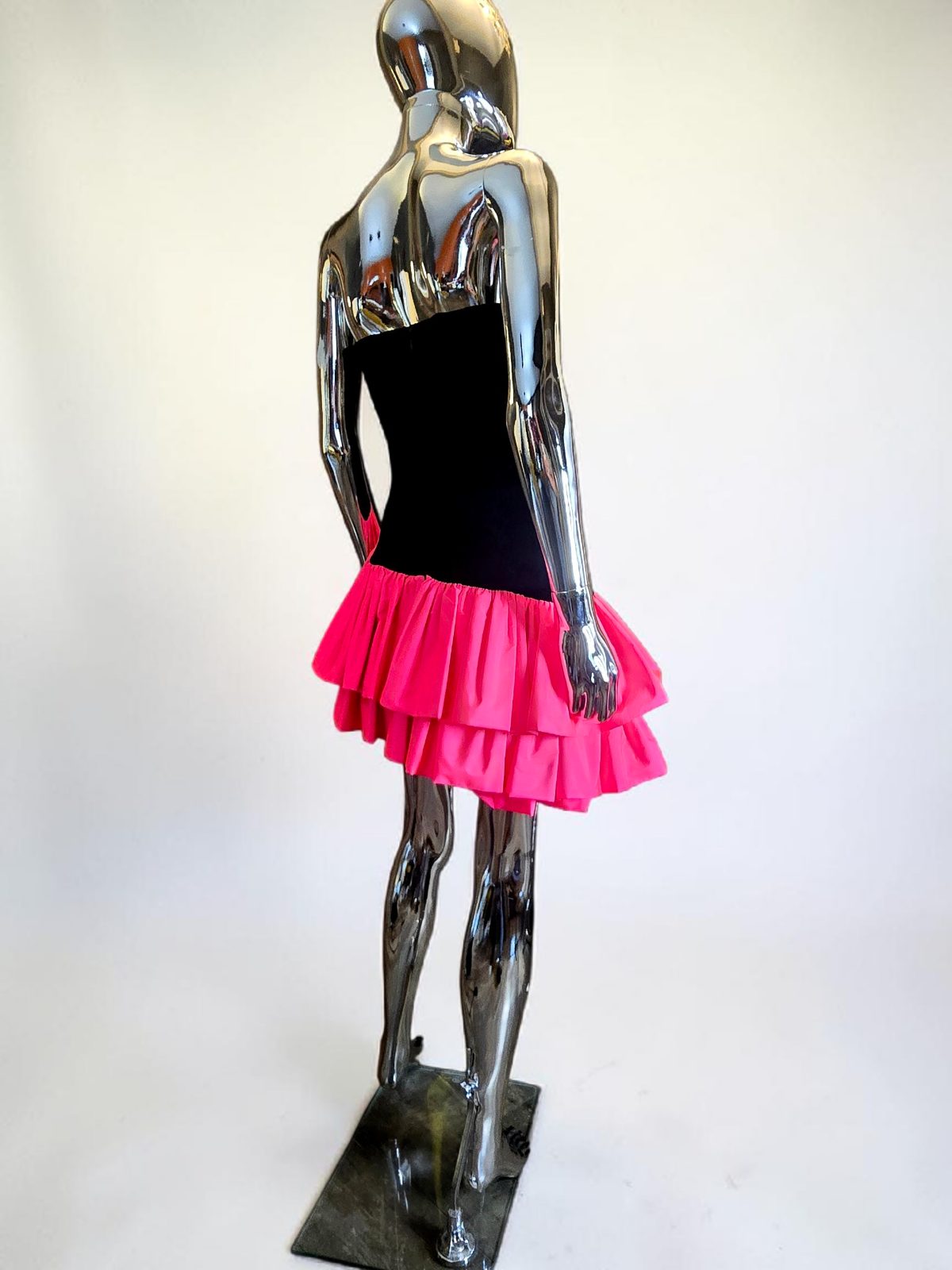 Alexandre Vauthier - Robe courte bustier velours & jupe Frou-frou rose T38 neuve