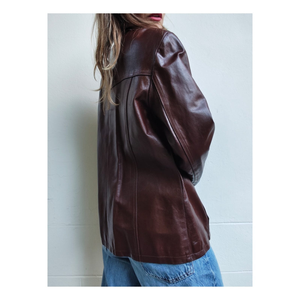 Veste en cuir marron vintage 70's