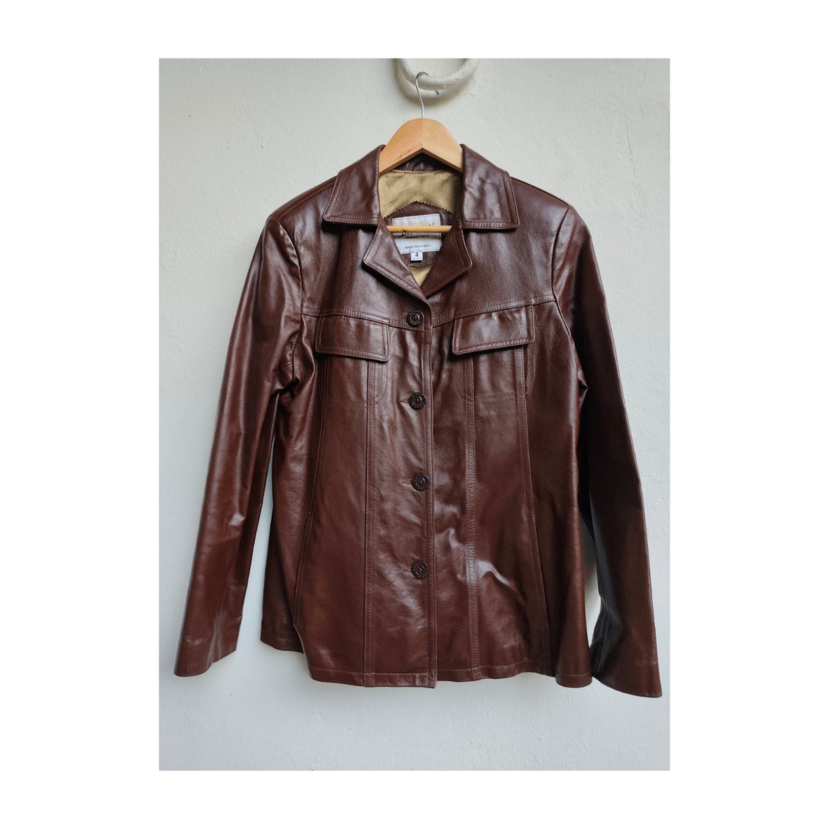 Veste en cuir marron vintage 70's