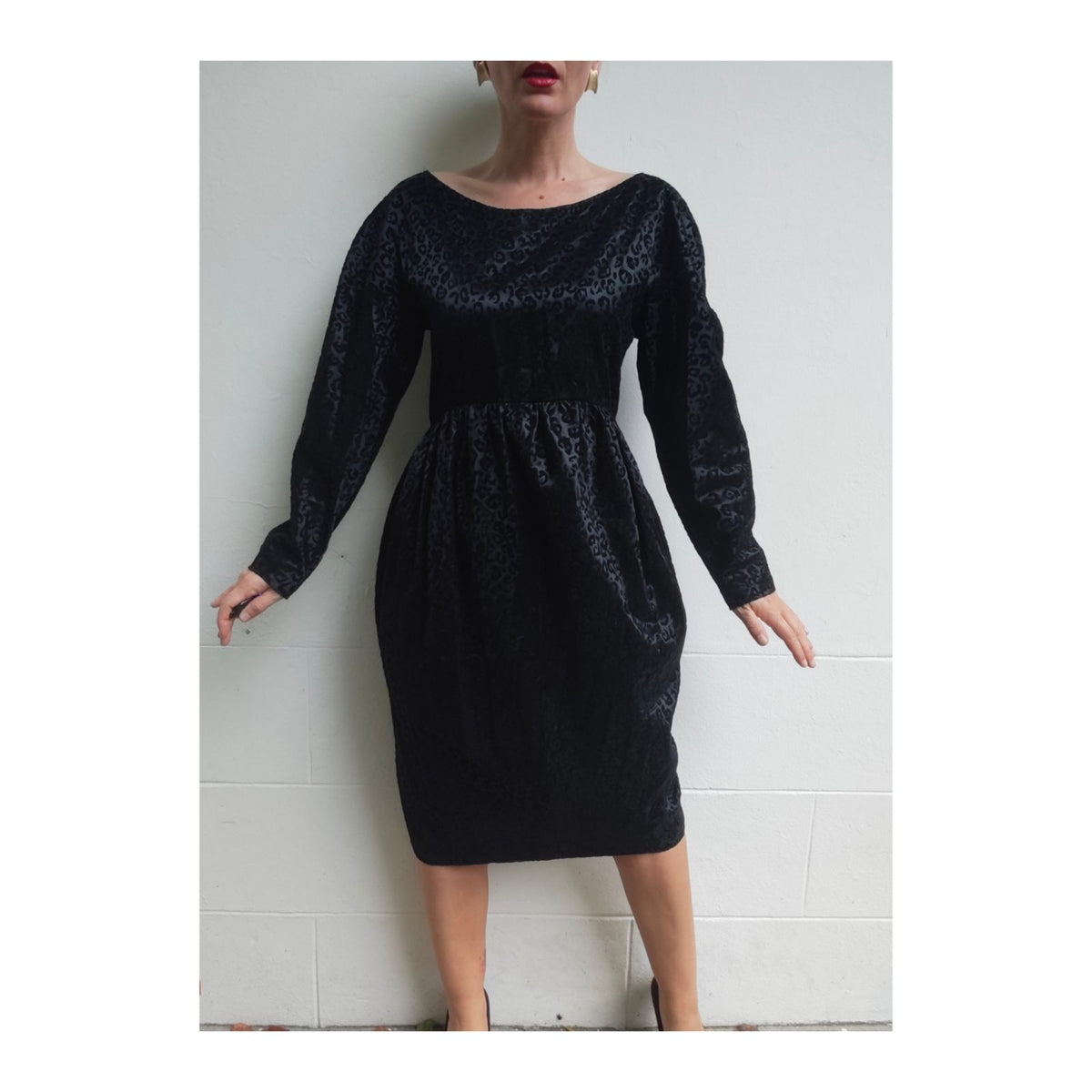 Robe vintage dos nu imprimé léopard