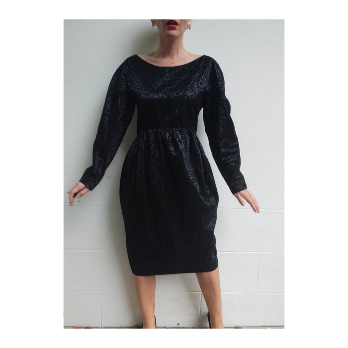 Robe vintage dos nu imprimé léopard