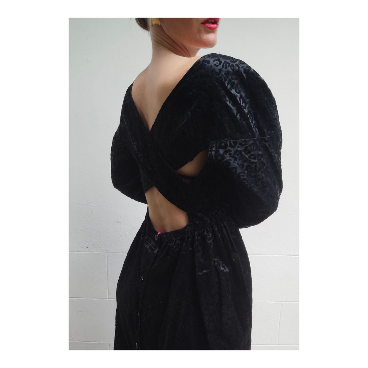 Robe vintage dos nu imprimé léopard