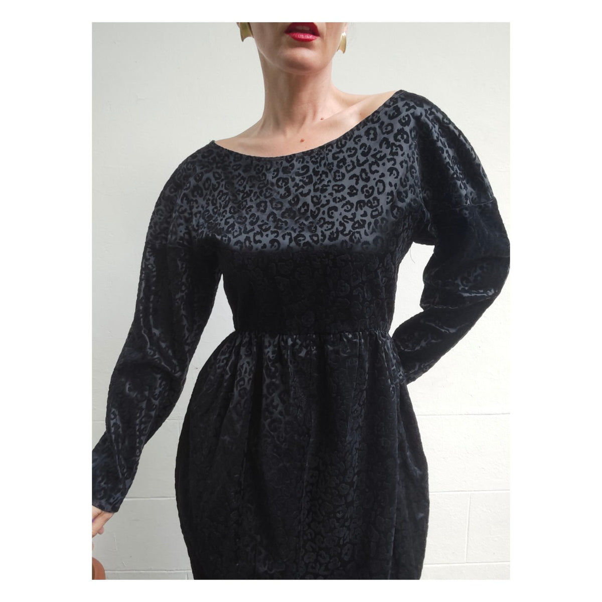Robe vintage dos nu imprimé léopard
