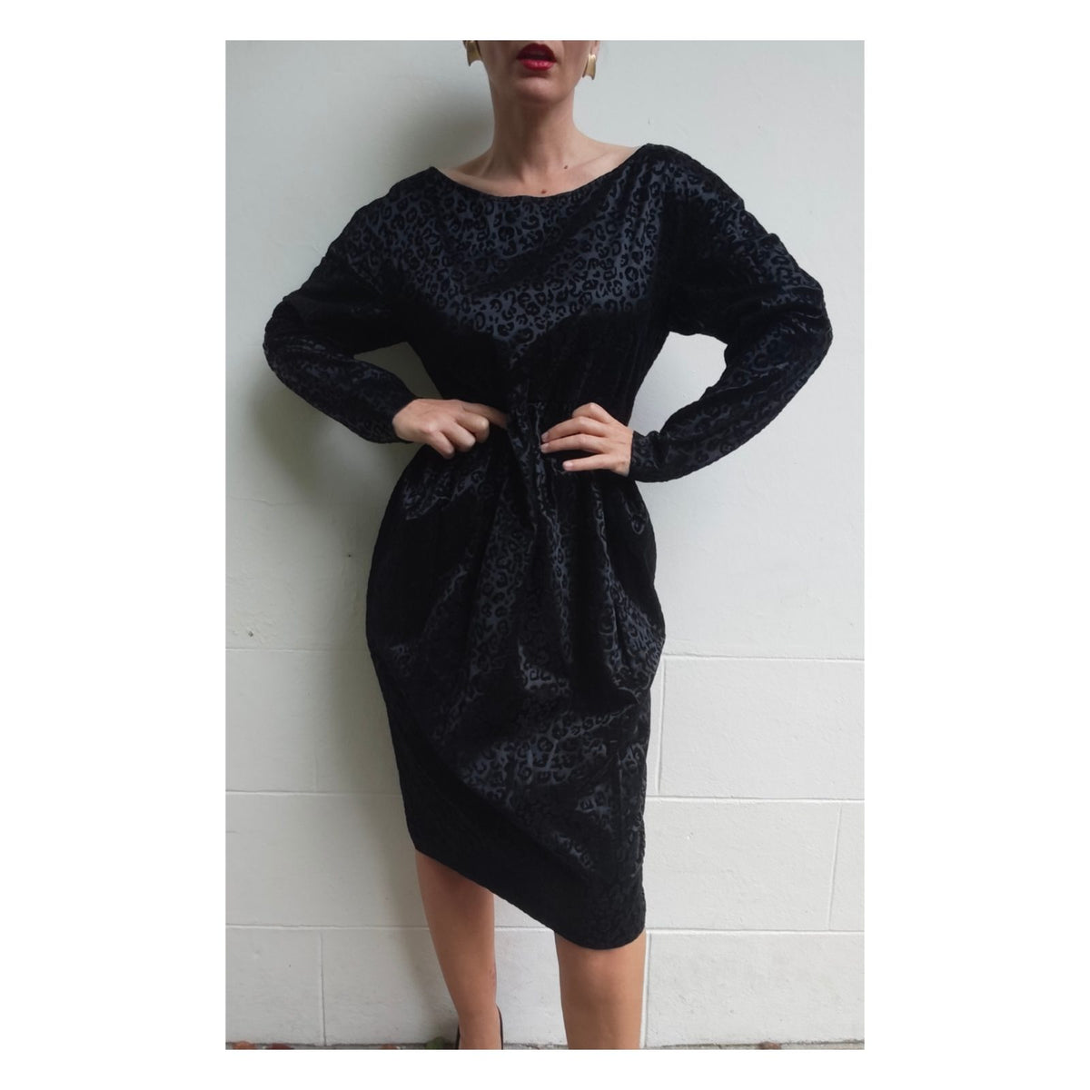 Robe vintage dos nu imprimé léopard