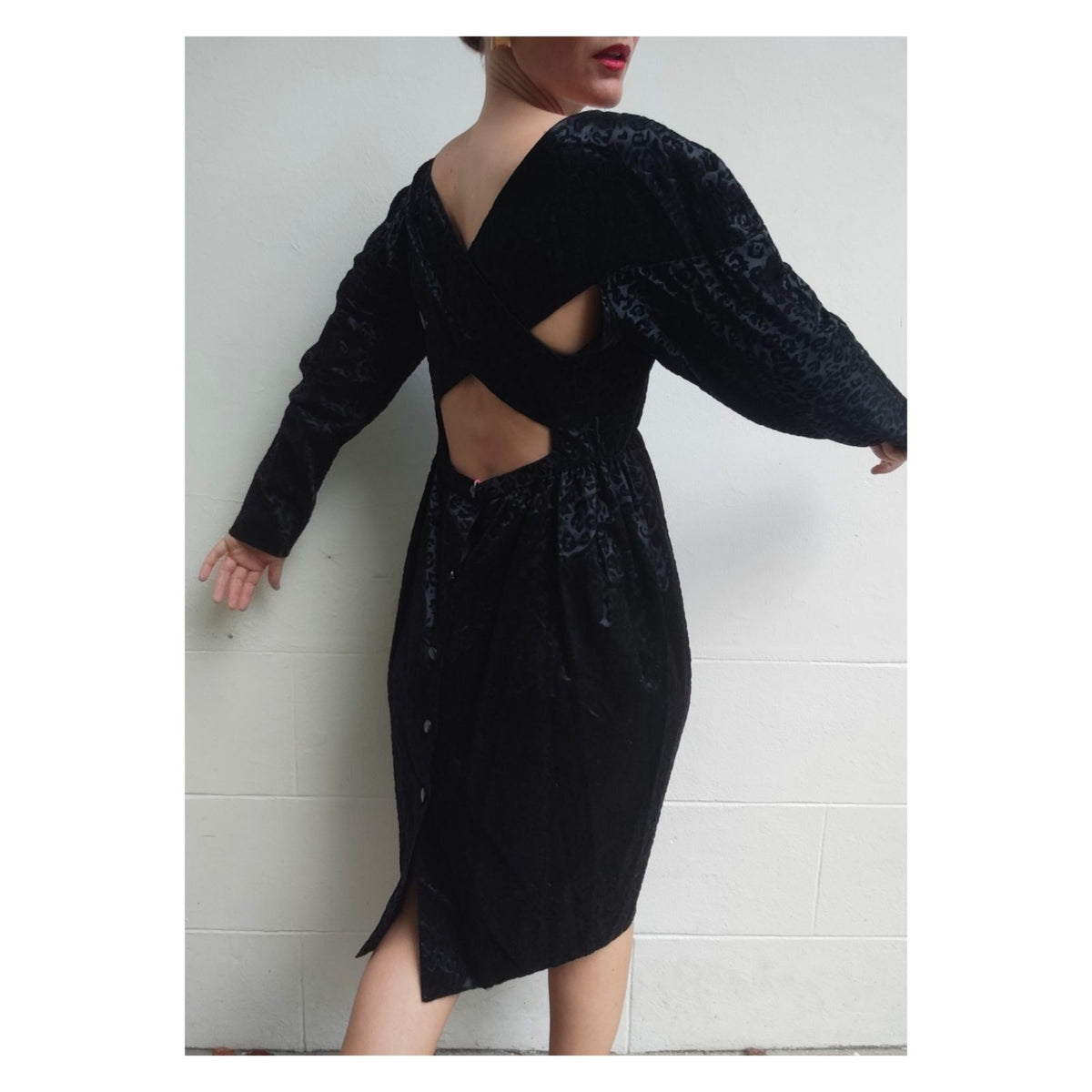 Robe vintage dos nu imprimé léopard