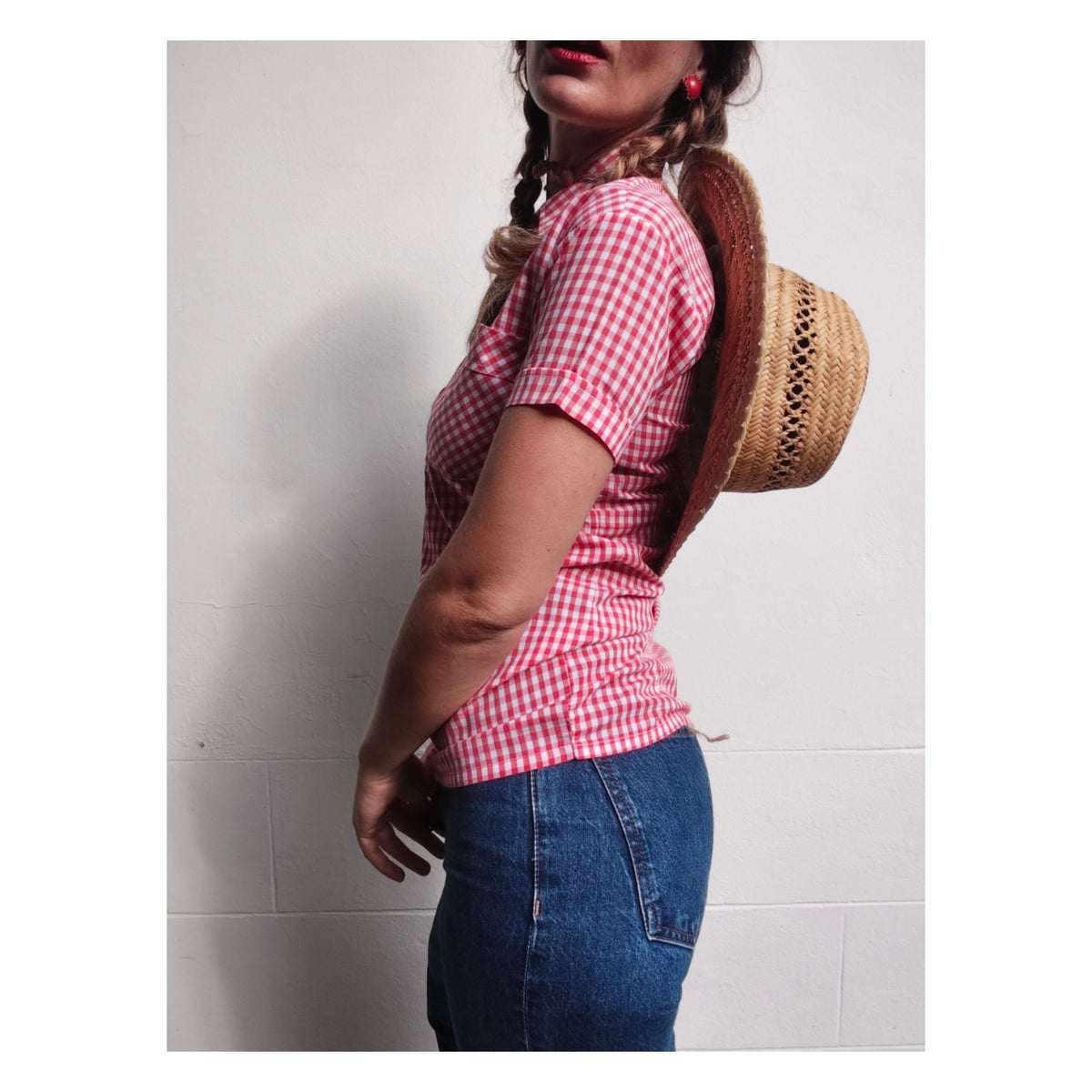 Blouse vichy manches courtes vintage 70's