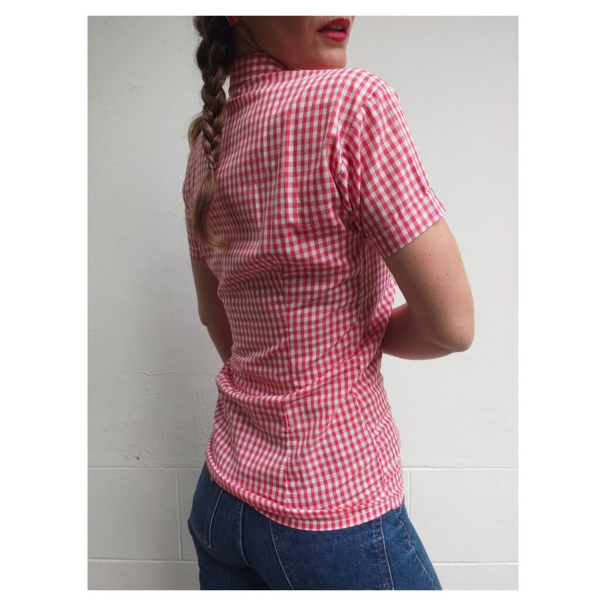 Blouse vichy manches courtes vintage 70's