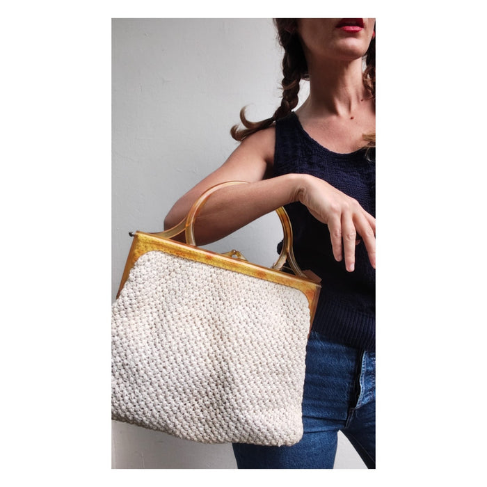Sac en crochet et fermoir imitation écailles de tortue