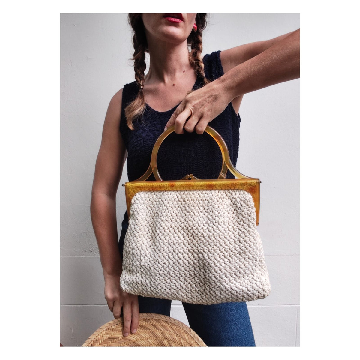 Sac en crochet et fermoir imitation écailles de tortue