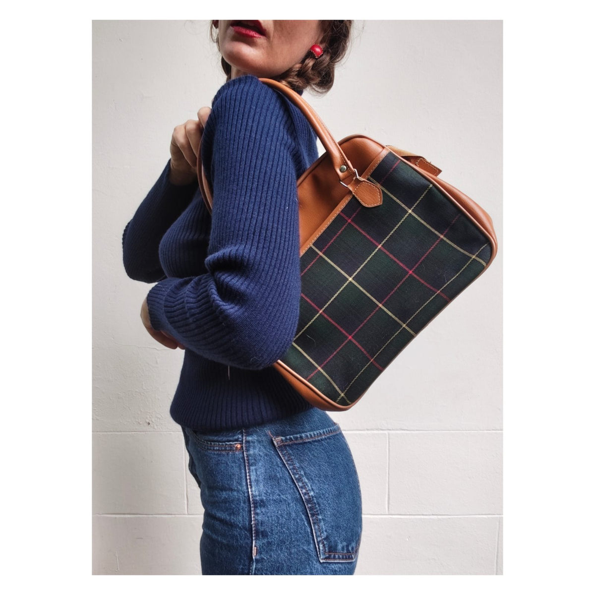 Sac à main imprimé tartan