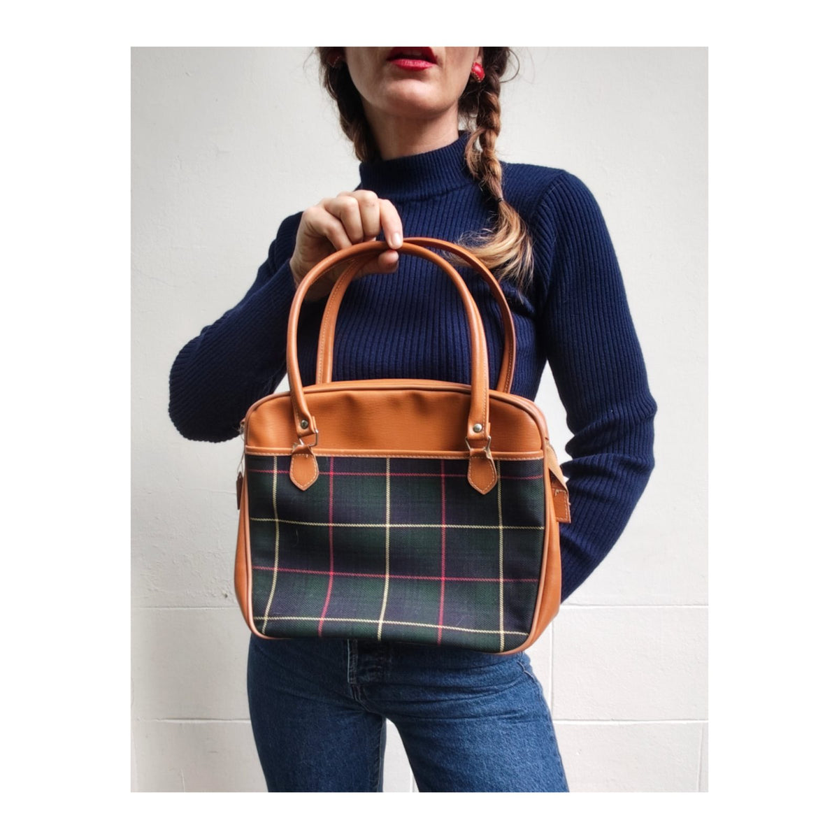 Sac à main imprimé tartan