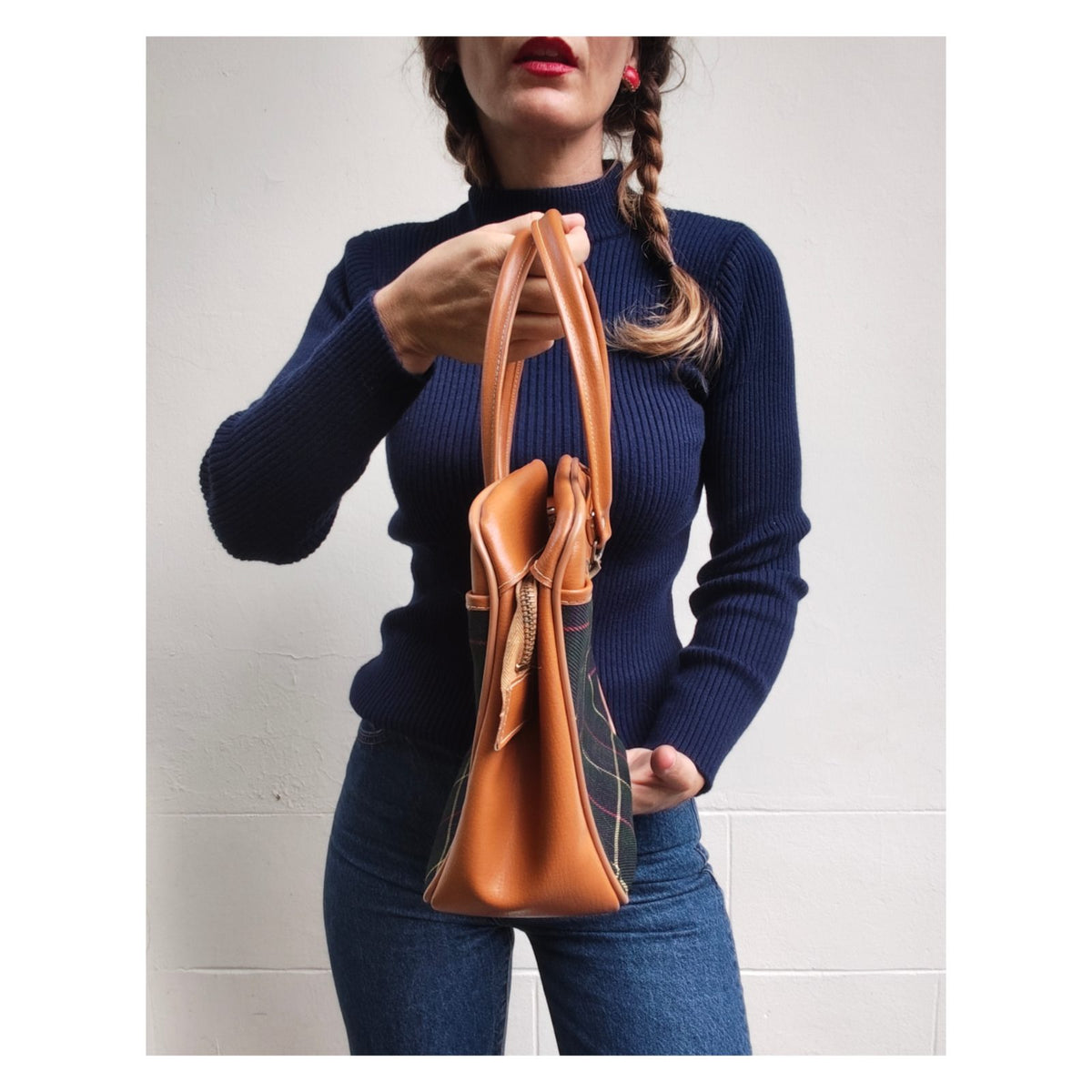 Sac à main imprimé tartan