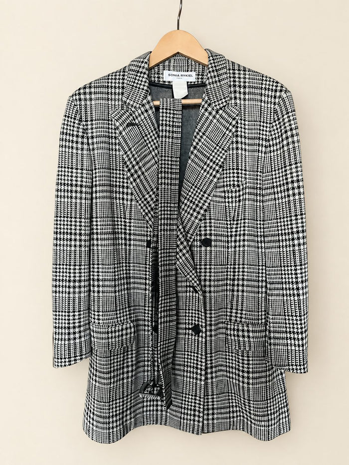 veste carreau prince de galles  en maille jaquard