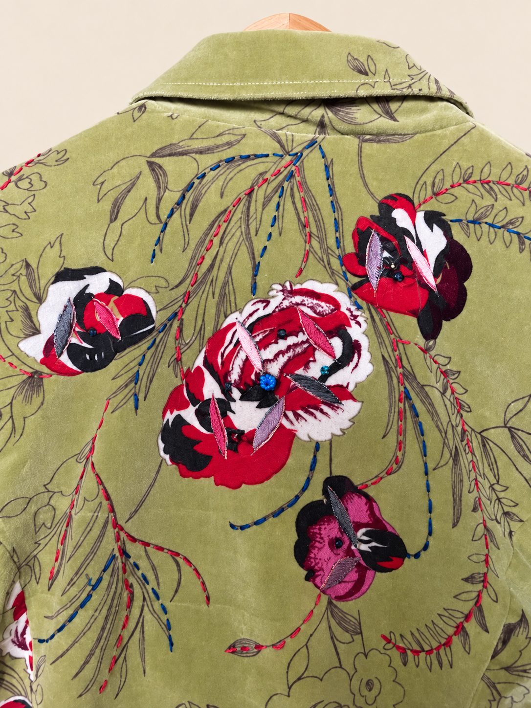 veste velours brodée