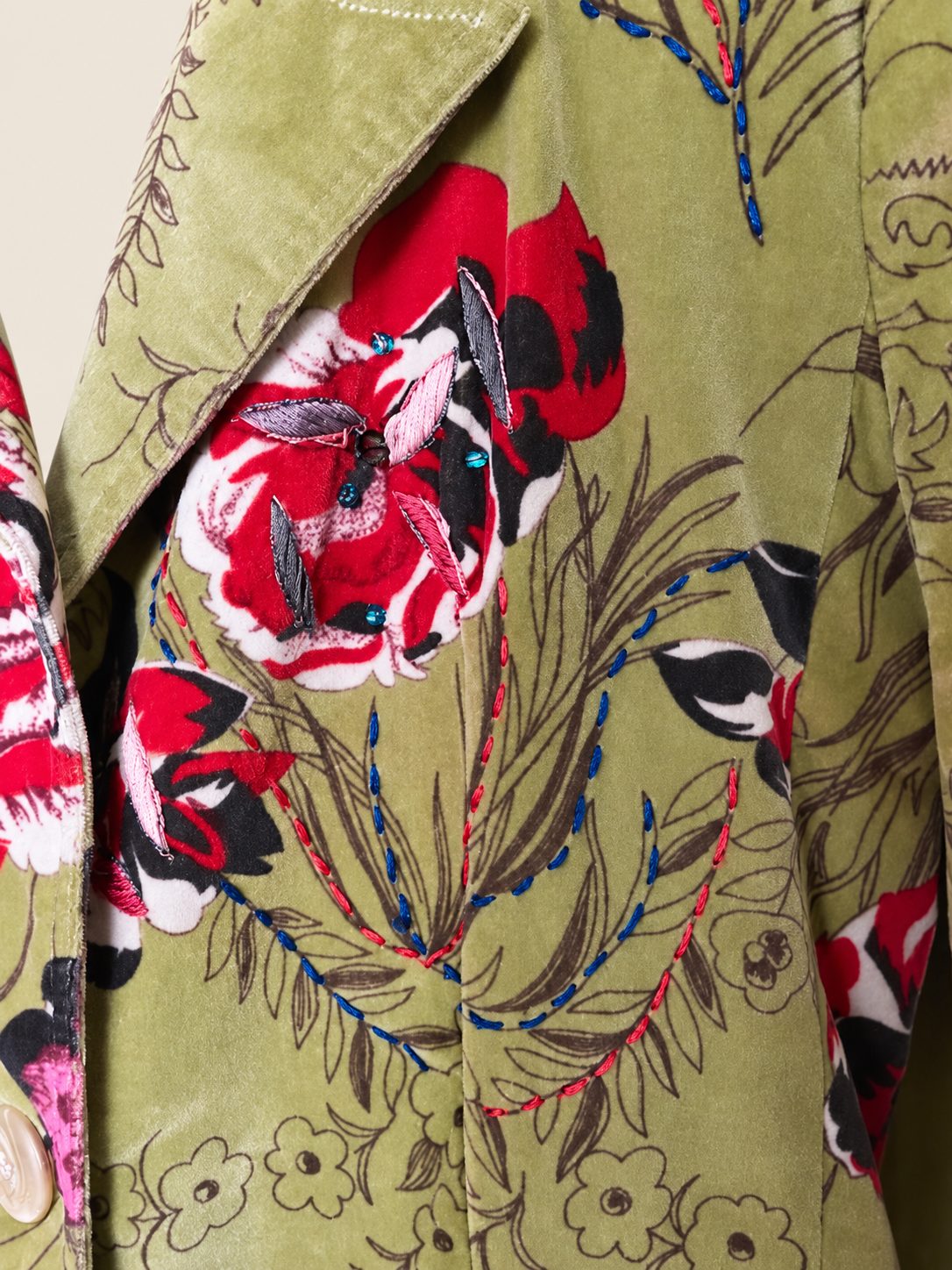 veste velours brodée