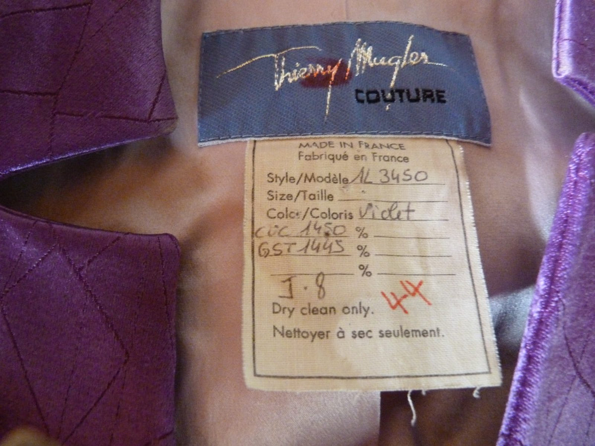 veste vintage 80 Thierry Mugler les infernales soie violette 36