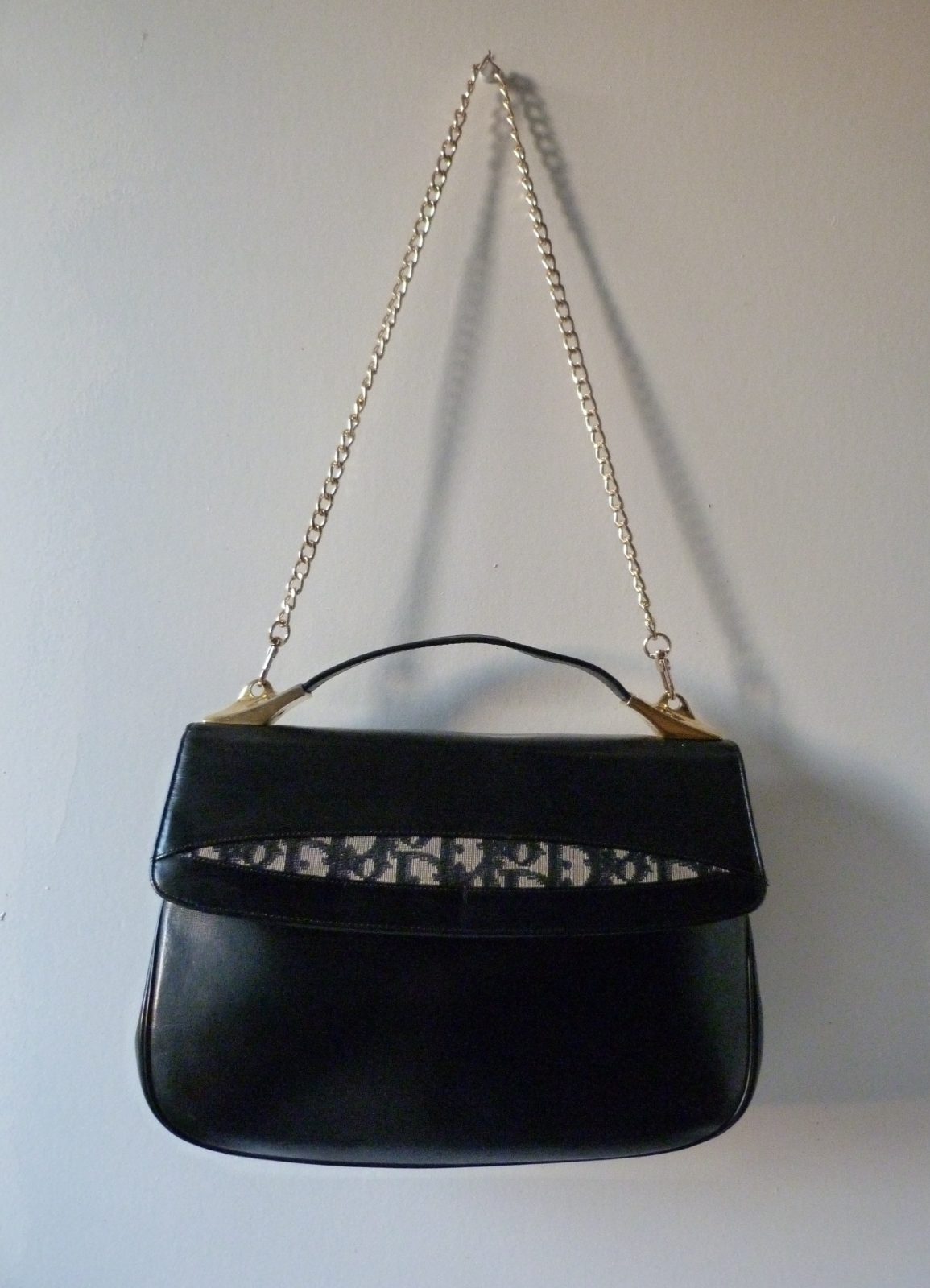 Sac à main Christian Dior "Two-Way" Vintage 70 Cuir & Toile Diorissimo