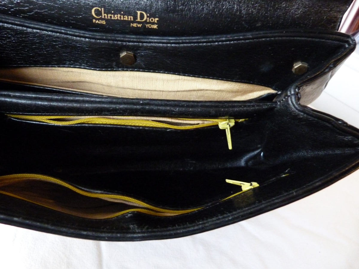 Sac à main Christian Dior "Two-Way" Vintage 70 Cuir & Toile Diorissimo
