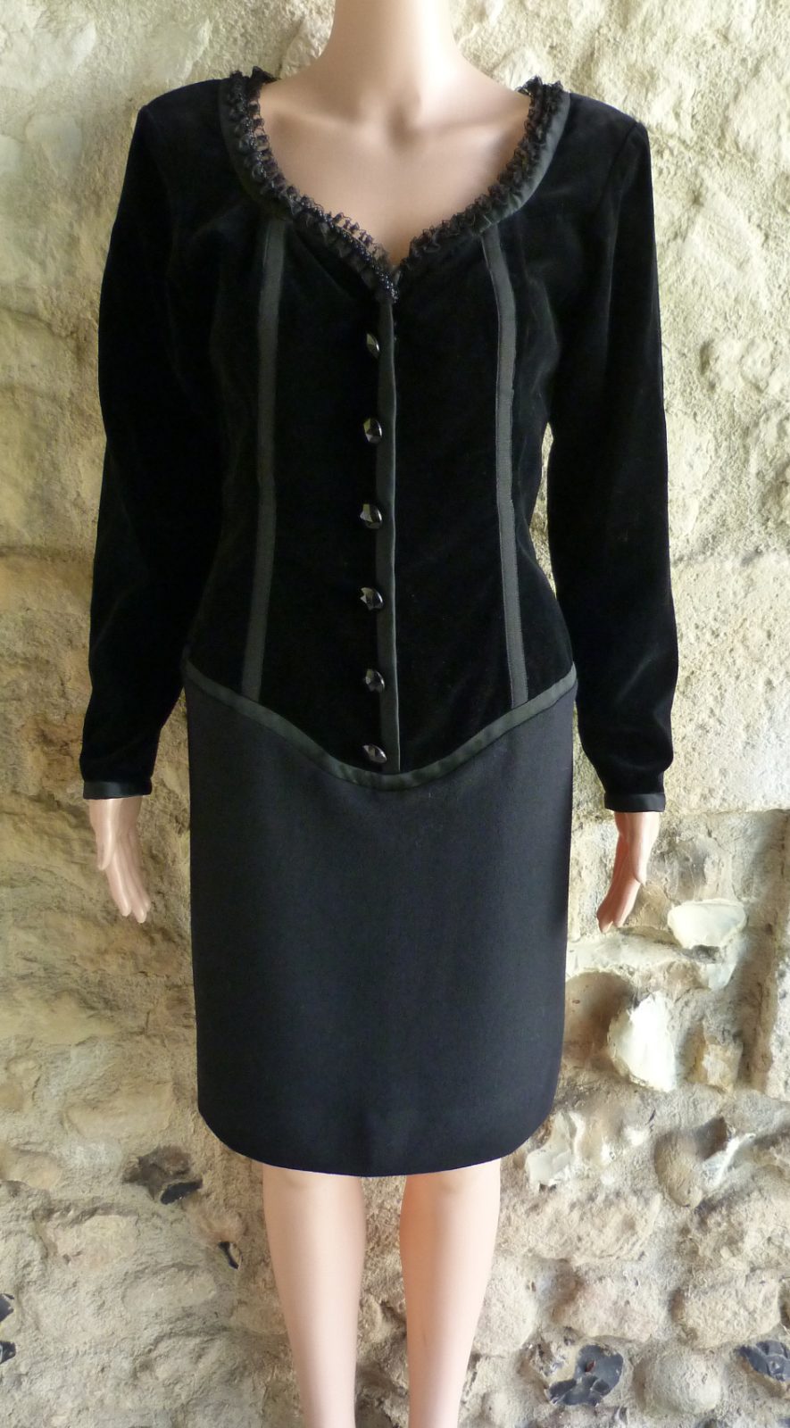 Robe Corset d'Archives Yves Saint Laurent Rive Gauche Années 1980