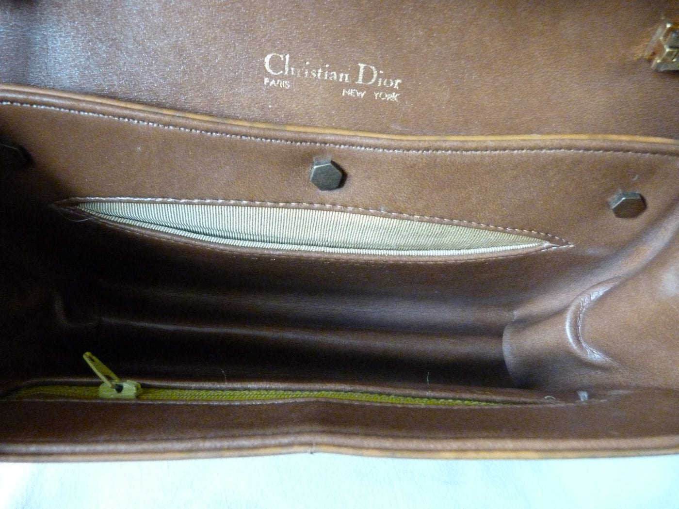 Sac à main Christian Dior vintage 70/80 Cuir Camel & Toile Oblique