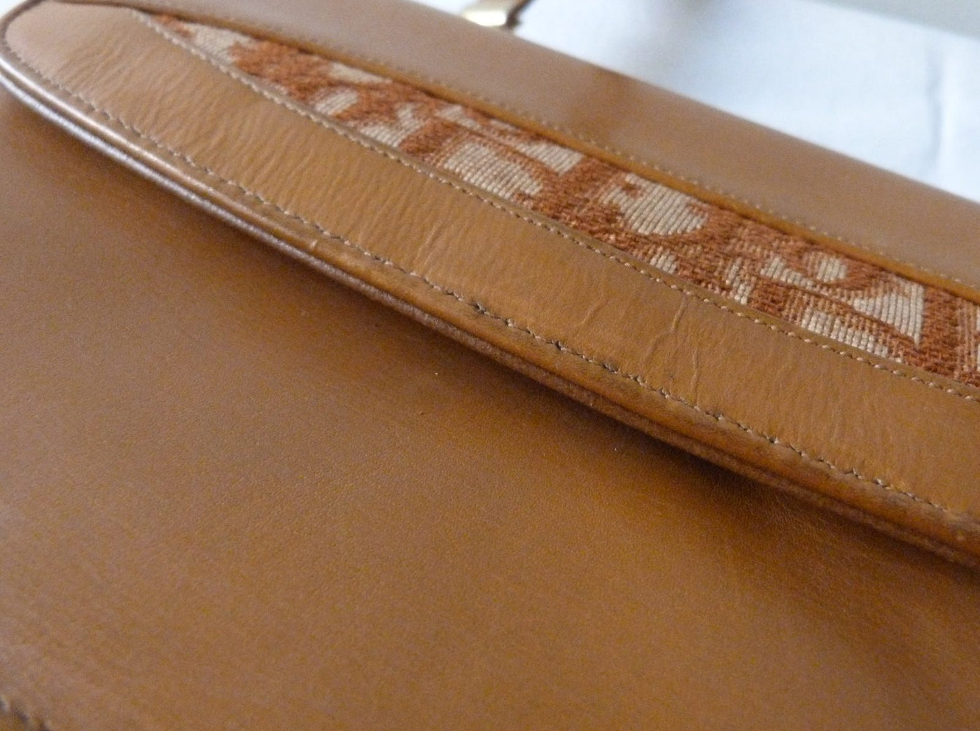 Sac à main Christian Dior vintage 70/80 Cuir Camel & Toile Oblique