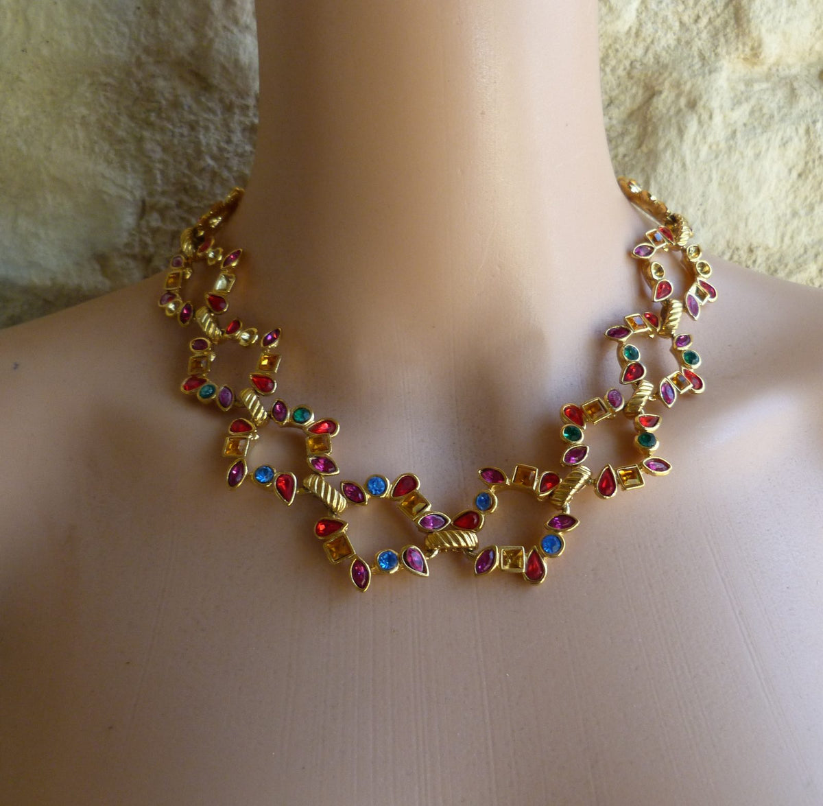 Rare Collier Plastron Yves Saint Laurent Vintage 80