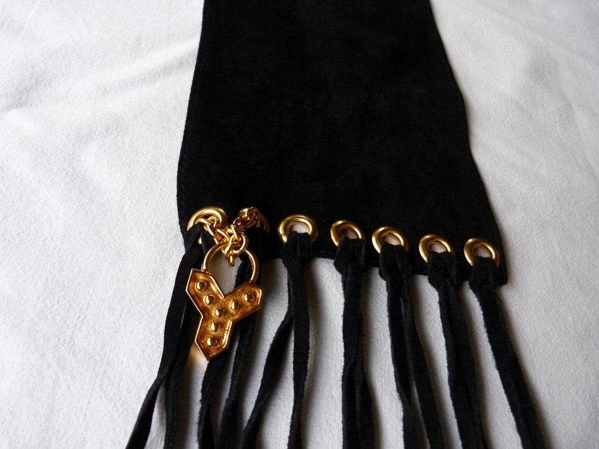 Rare Ceinture Écharpe Vintage 70 YVES SAINT LAURENT cuir Noir  T75/S