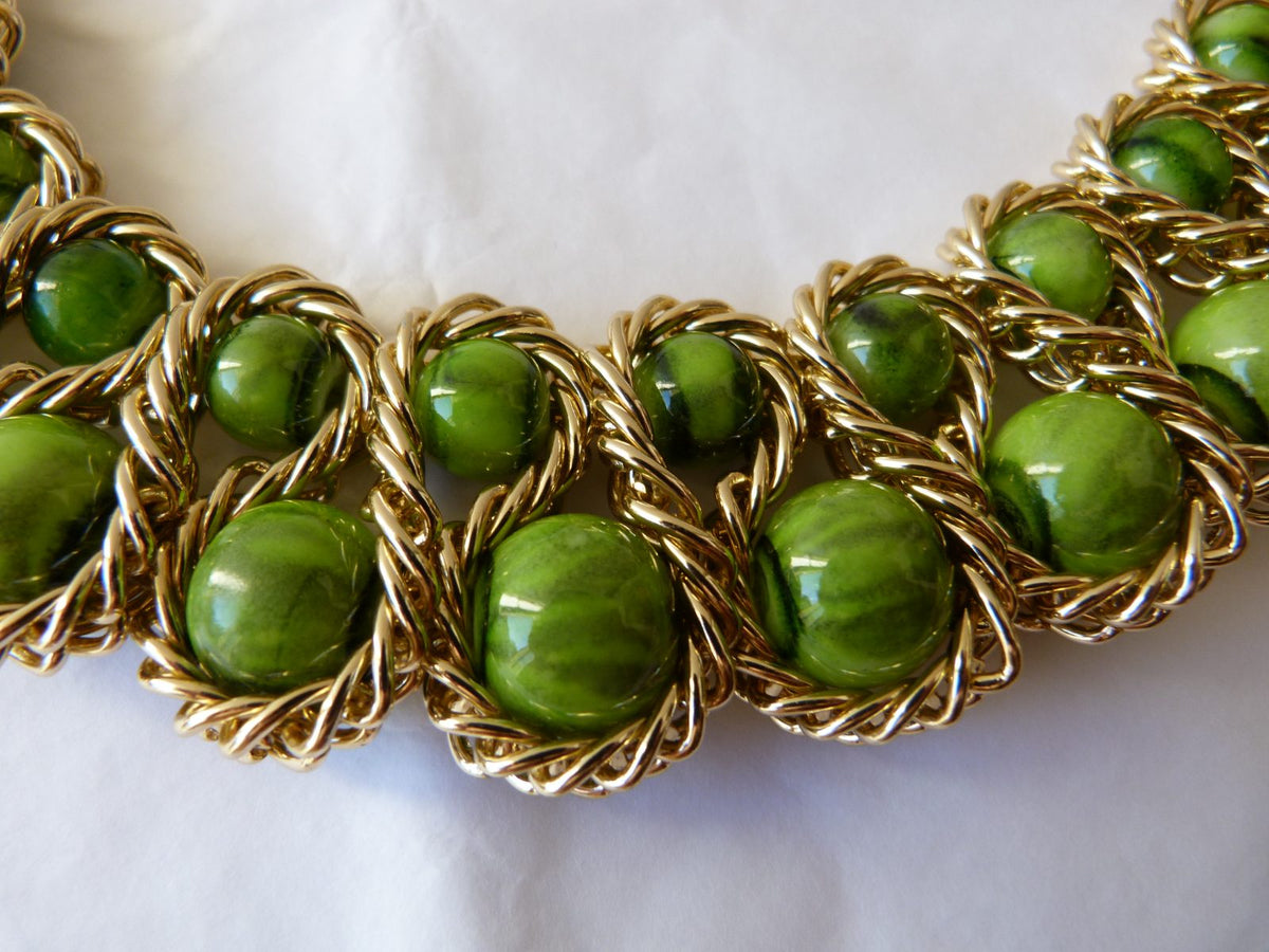 sublime collier plastron vintage années 50/60 véritable pâte de verre Atisanale