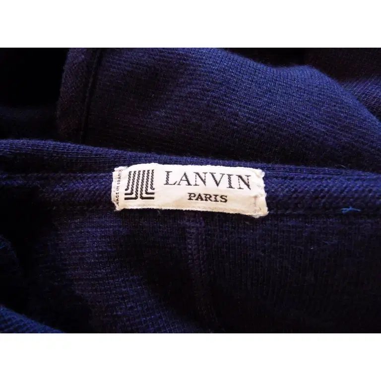 manteau cape longue vintage LANVIN années 1980 laine bleu
