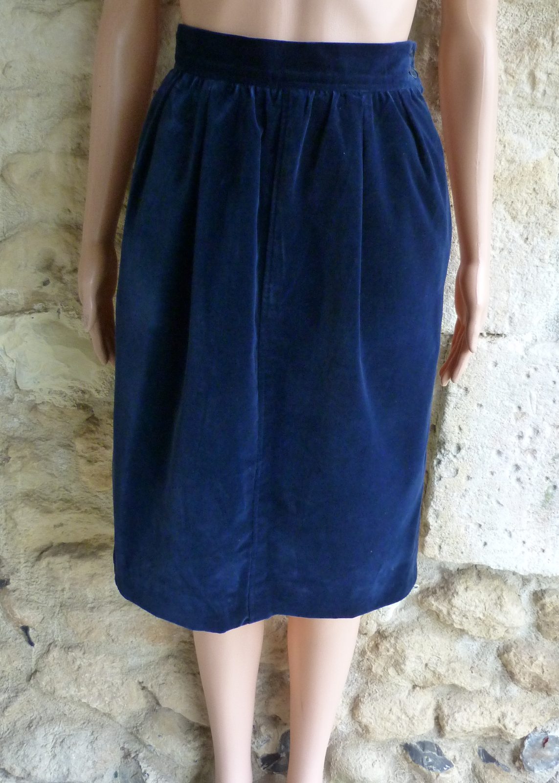 jupe midi 70/80 Yves Saint Laurent rive gauche velours bleu nuit 34/36