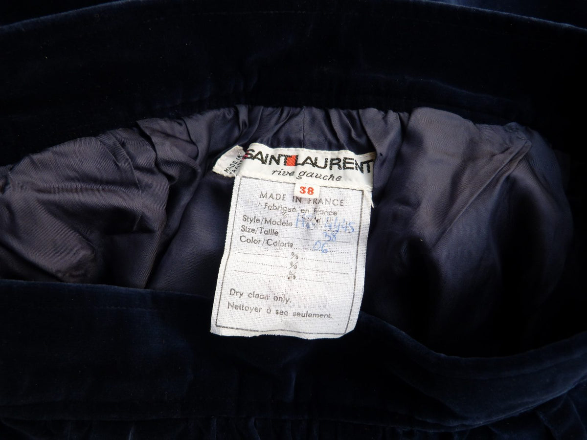 jupe midi 70/80 Yves Saint Laurent rive gauche velours bleu nuit 34/36