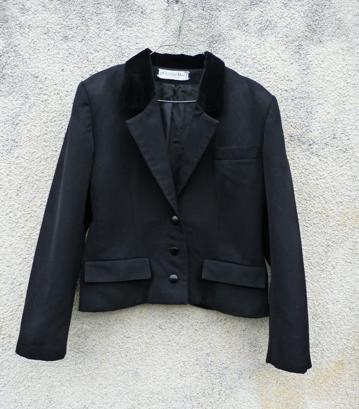 veste courte vintage 80s Christian Dior en laine et col velours 38/40
