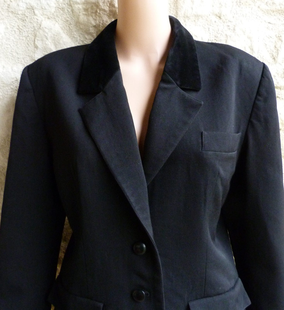 veste courte vintage 80s Christian Dior en laine et col velours 38/40