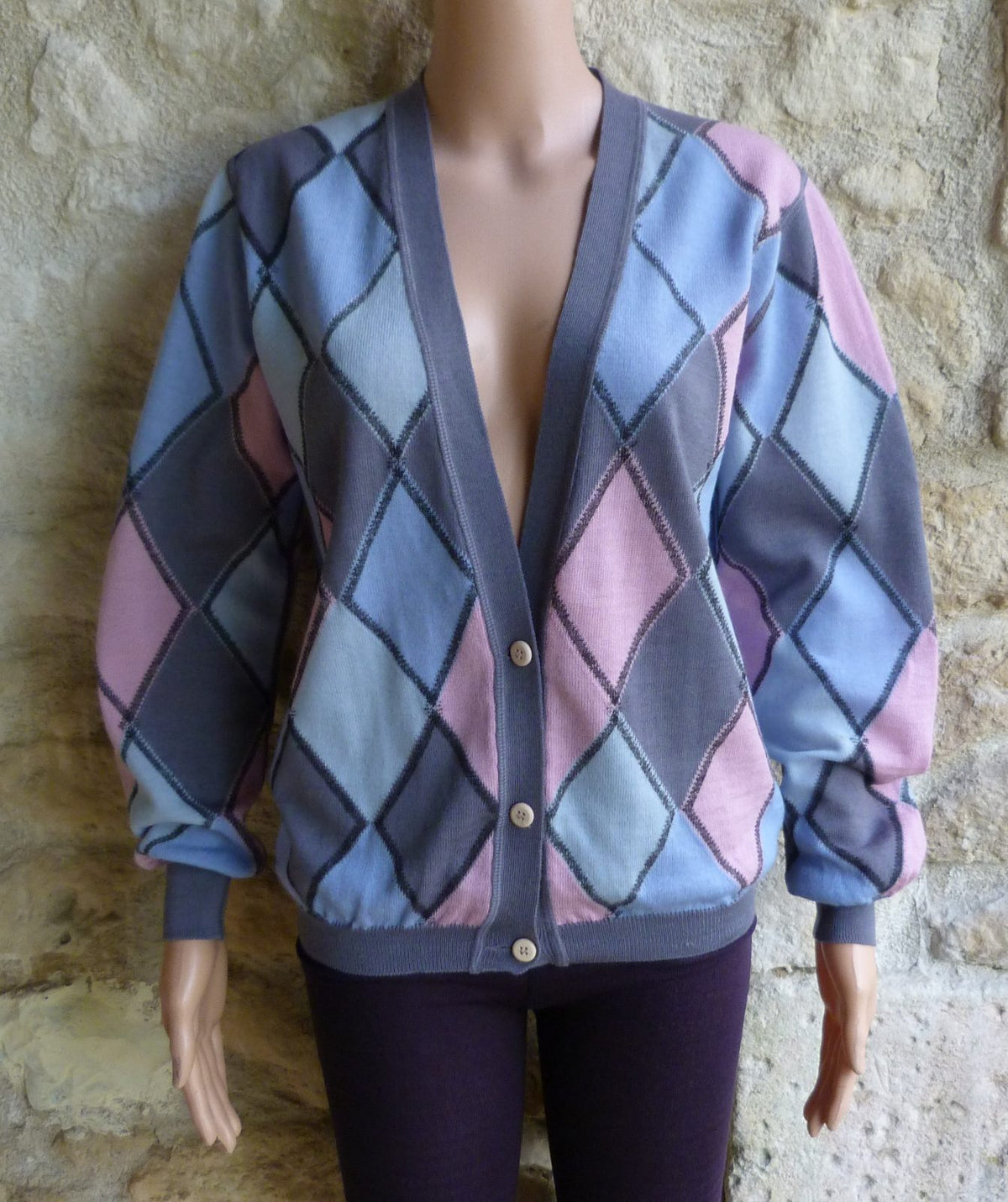Gilet / Cardigan Vintage Yves Saint Laurent Rive Gauche 80s Pur Laine