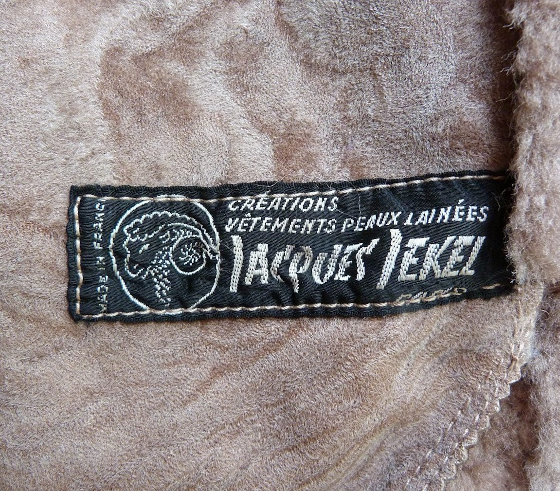 Manteau vintage 70s jacques jekel en peau lainée made in france marron chocolat