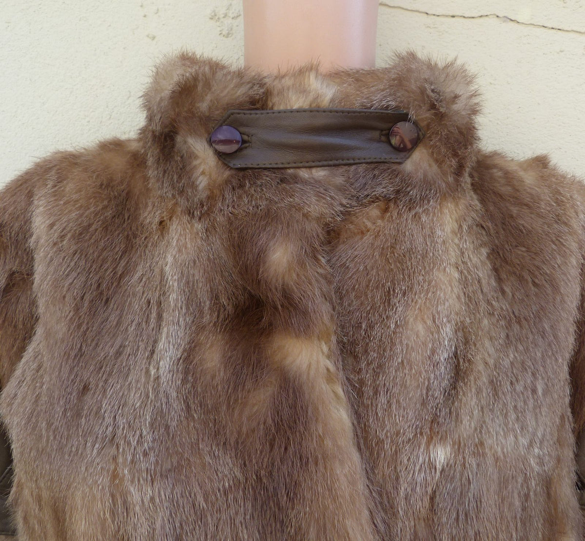 Manteau 3/4 vintage 80s fourrure de renard et cuir - Richard Stenker
