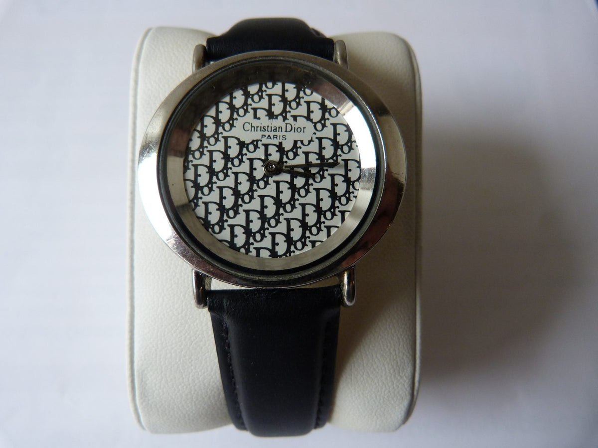 montre femme vintage 90/00s christian Dior 4715032 boîtier ovale cadran monogram