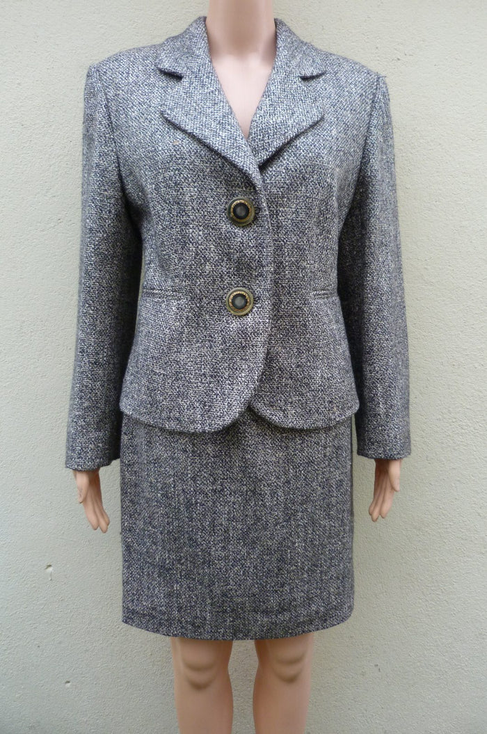 tailleur jupe Christian Dior Boutique vintage 80/90 tweed laine soie 38
