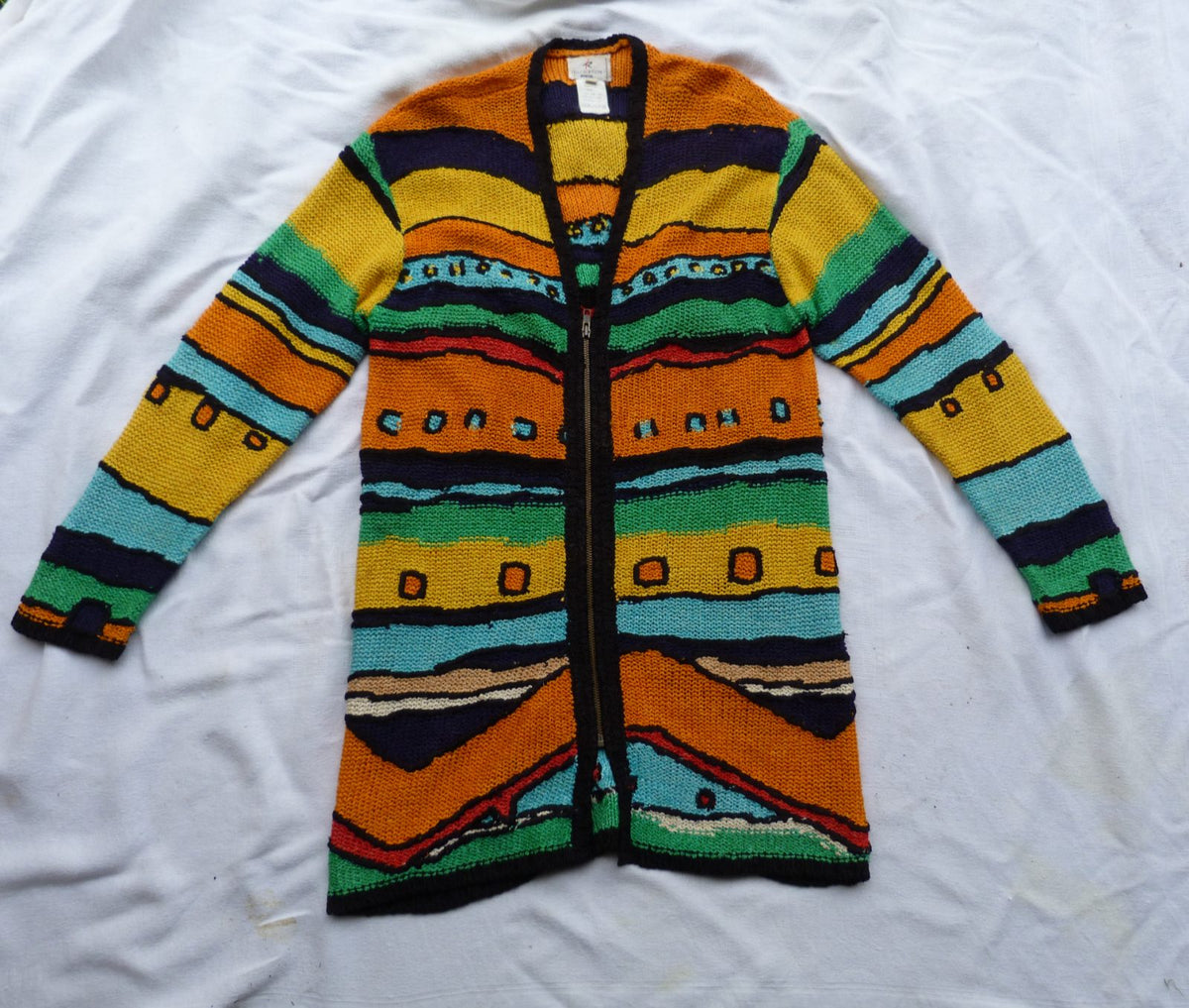 Rare gilet long vintage 1989 soie sonia rykiel style tricot main 38/40